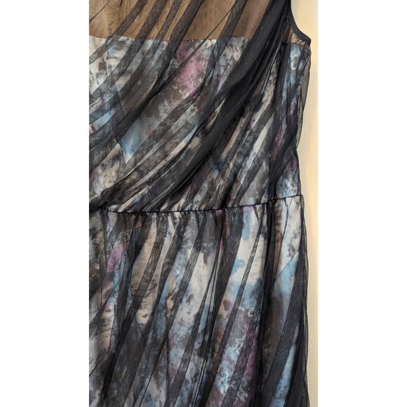 Tadashi Shoji Black and Blue Sheer Midi Dress - Picture 3 of 6